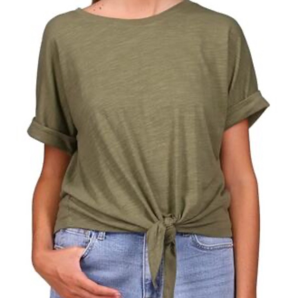 Olive top with tie - sanctuary